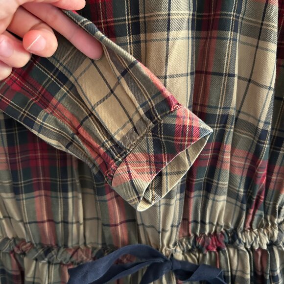 Bonpoint Plaid Long Sleeve Dress - Red and Tan - Picture 4 of 4